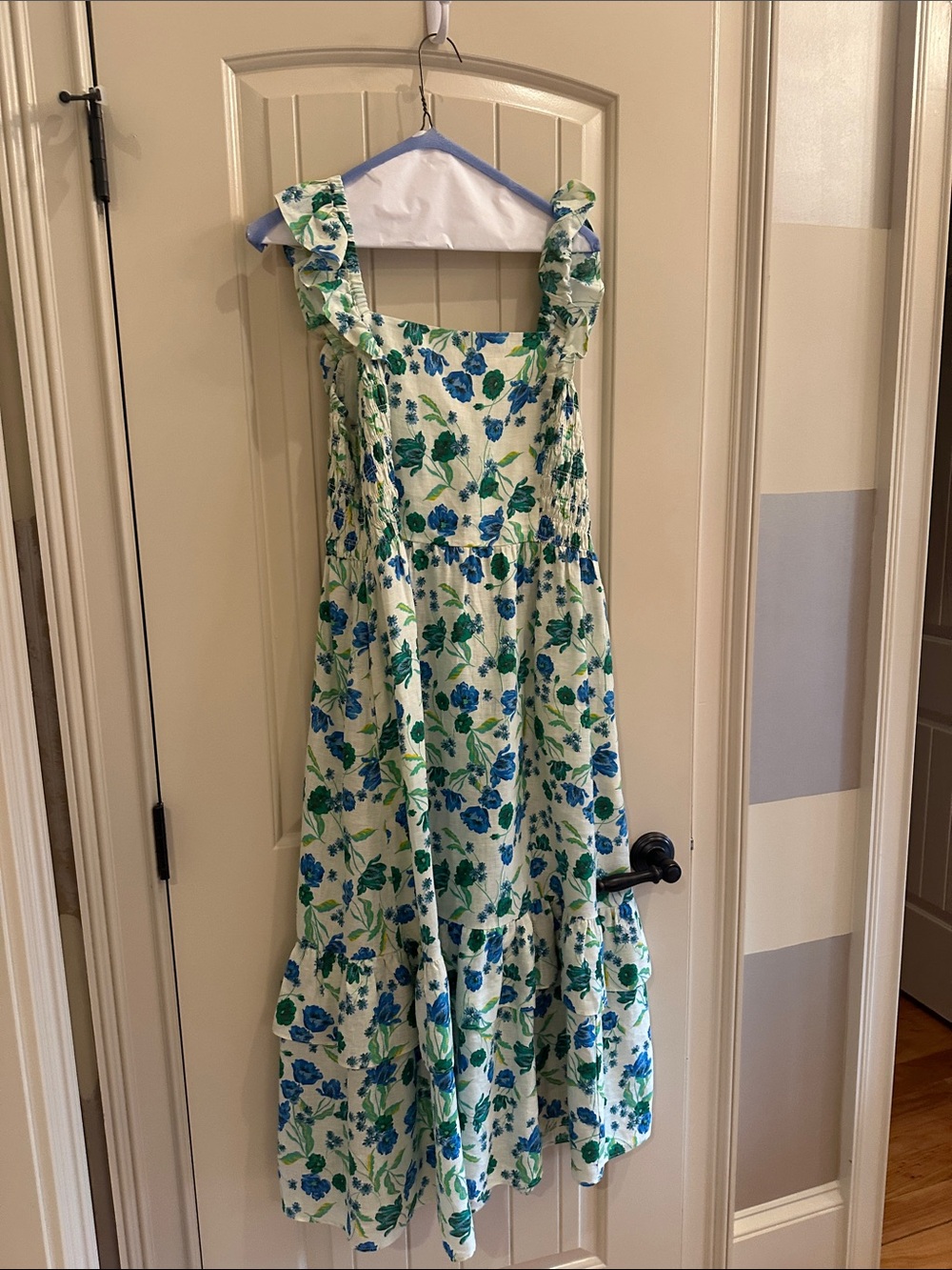 Blue & Green Floral Midi Dress